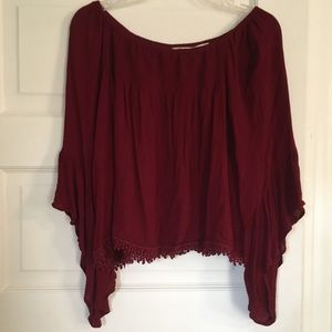 Maroon off the shoulder top